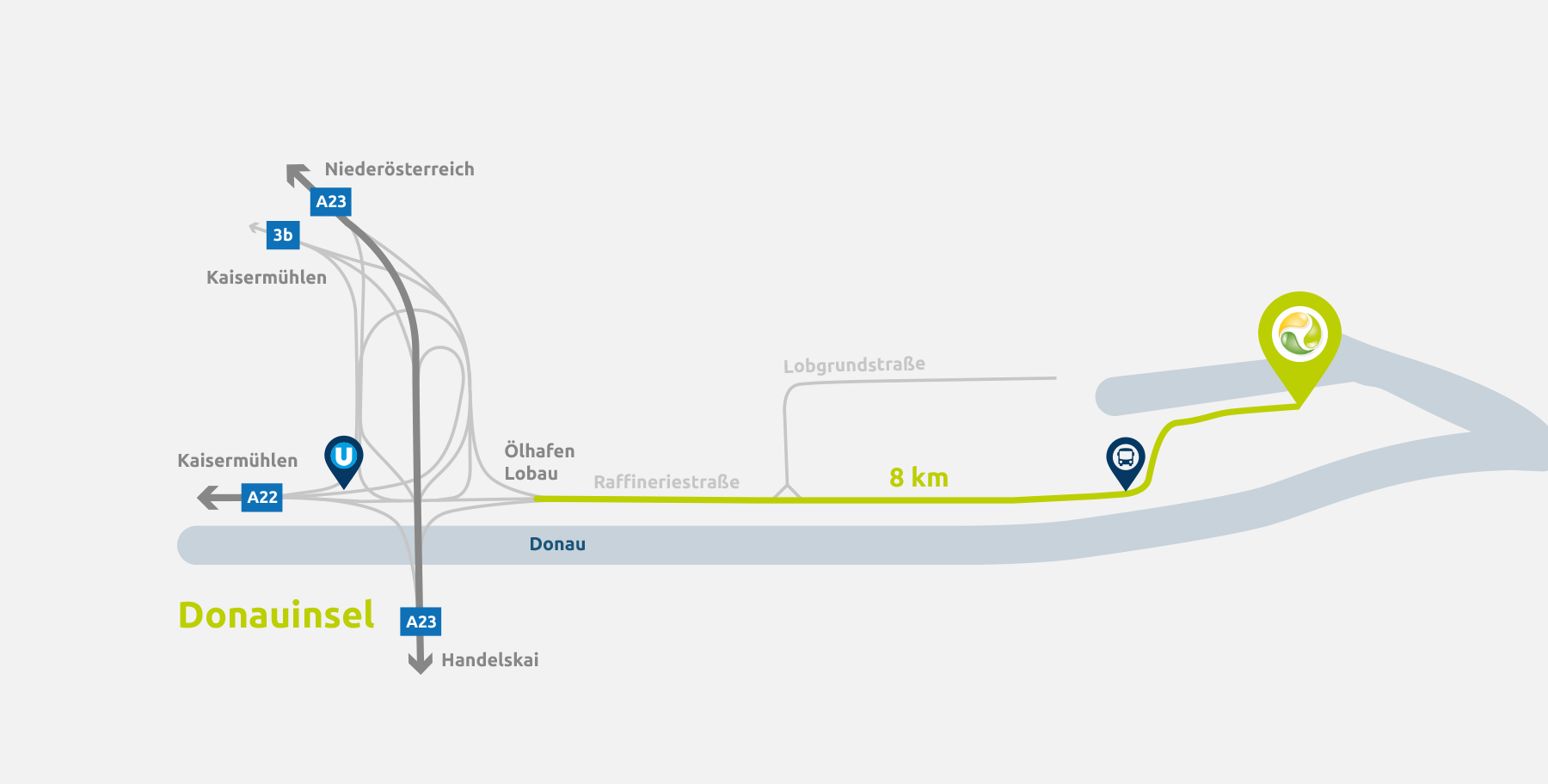 Service Route Wien Oelhafen Lobau Anfahrtsplan